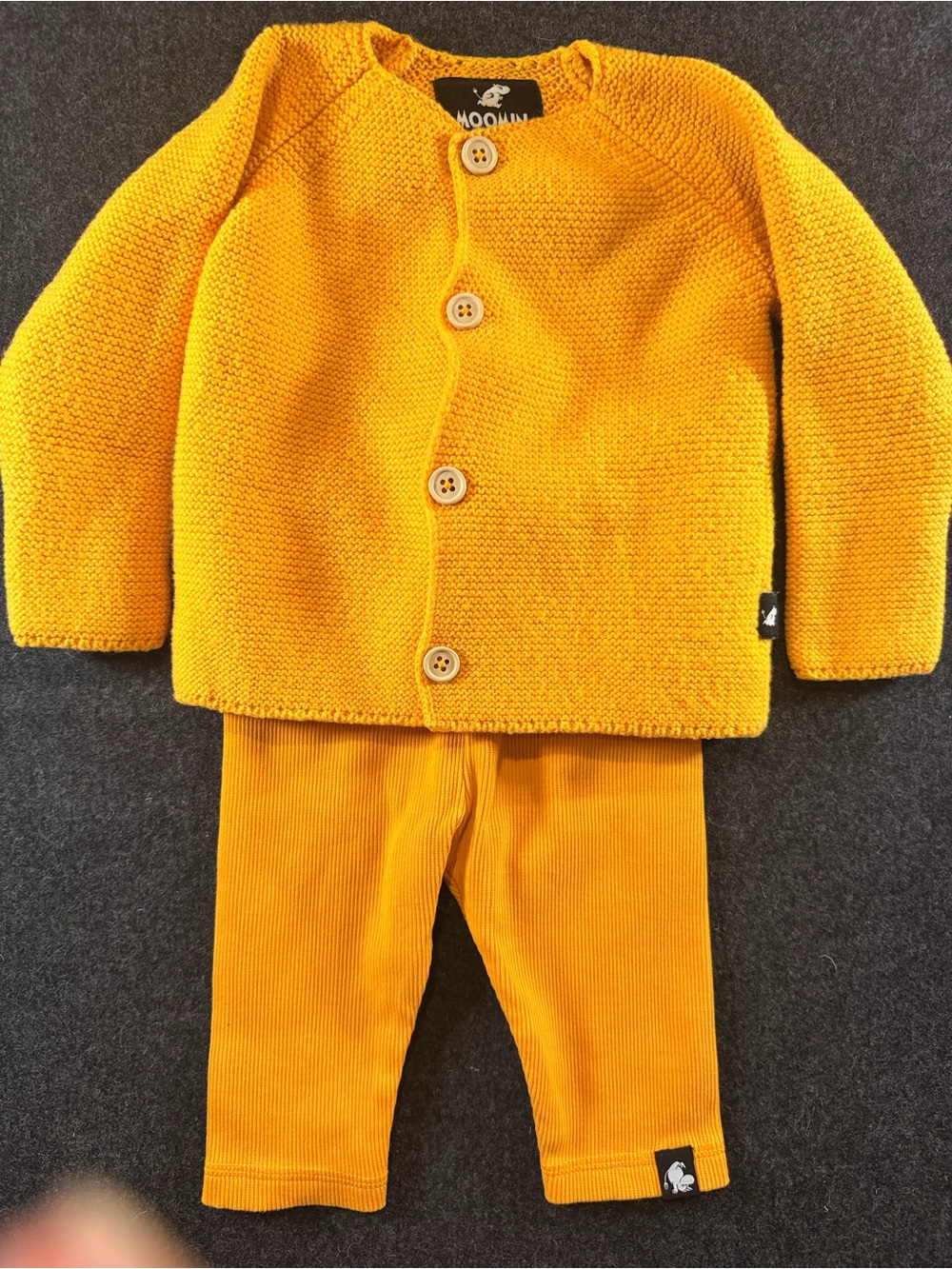 Moomin Kids Mustard Yellow Knit Cardigan & Leggings Set